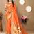 Orange elegant art silk woven saree with rich zari border