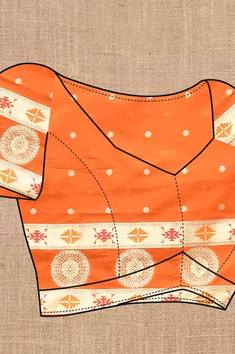 Orange elegant art silk woven saree with rich zari border