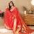 Red elegant art silk woven saree with rich zari border