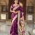 Wine elegant art silk woven saree with rich zari border