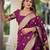 Wine elegant art silk woven saree with rich zari border