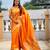 Orange elegant art silk woven saree with rich zari border
