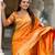Orange elegant art silk woven saree with rich zari border