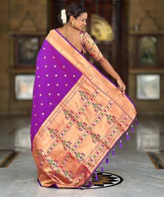 Purple elegant art silk woven saree with rich zari border 2