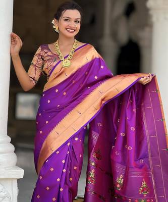 Purple elegant art silk woven saree with rich zari border 3