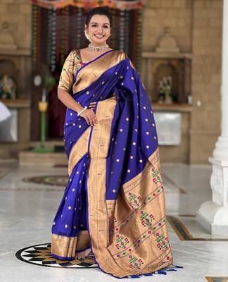 Violet elegant art silk woven saree with rich zari border 1