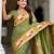Mehendi elegant art silk woven saree with rich zari border