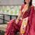 Maroon elegant art silk woven saree with rich zari border