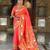 Orange elegant art silk woven saree with rich zari border