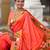 Orange elegant art silk woven saree with rich zari border