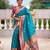 Turquoise elegant art silk woven saree with rich zari border