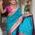 Turquoise elegant art silk woven saree with rich zari border
