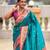Turquoise elegant art silk woven saree with rich zari border