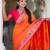Orange elegant art silk woven saree with rich zari border