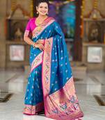 Sky blue elegant art silk woven saree with rich zari border