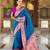 Turquoise elegant art silk woven saree with rich zari border
