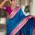 Turquoise elegant art silk woven saree with rich zari border