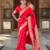 Red elegant art silk woven saree with rich zari border