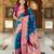 Turquoise elegant art silk woven saree with rich zari border