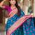 Turquoise elegant art silk woven saree with rich zari border