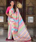 Multicolor elegant art silk woven saree with rich zari border