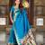 Turquoise elegant art silk woven saree with rich zari border
