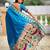 Turquoise elegant art silk woven saree with rich zari border