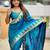 Turquoise elegant art silk woven saree with rich zari border