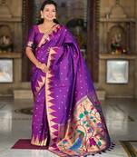 Magenta elegant art silk woven saree with rich zari border