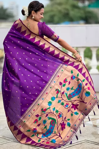Magenta elegant art silk woven saree with rich zari border