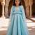 Sky blue embroidered net gown