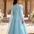 Sky blue embroidered net gown