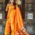 Orange elegant art silk woven saree with rich zari border