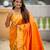 Orange elegant art silk woven saree with rich zari border