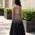 Black gold embroidered net gown