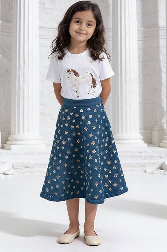 white embroidered cotton co-ord set for girls