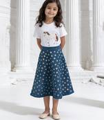 white embroidered cotton co-ord set for girls