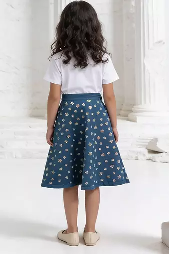 white embroidered cotton co-ord set for girls