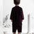 kids purple embroidered velvet kurta pajama set