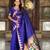navy blue elegant art silk woven saree with rich zari border