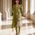 Olive green embroidered brocade suit set