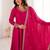 Pretty Pink Dori Embroidered Silk Engagement Wear Anarkali Pant Suit