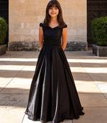 Luxe black embroidered satin gown