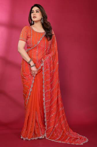 Embellished Beads and Stones Saree