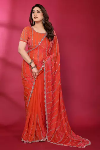 Embellished Beads and Stones Saree