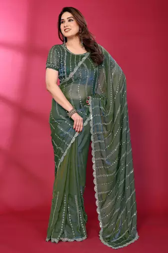 Embellished Beads and Stones Saree