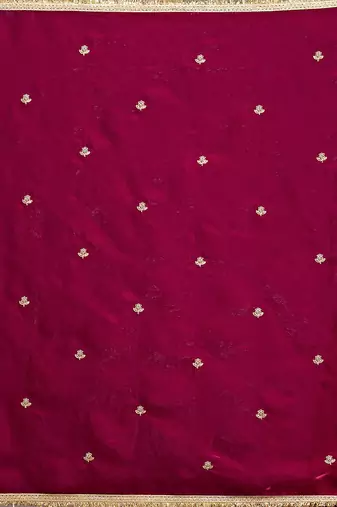 Pink Fandy Satin Embroidery Work Saree with Unstitched Blouse Piece