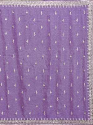 Purple  Art Silk Embroidery With Siroski Work Saree with Unstitched Blouse Piece 6