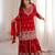 Women’s red embroidered kurta sharara set with dupatta