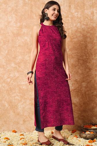 Bandhani printed cotton kurta